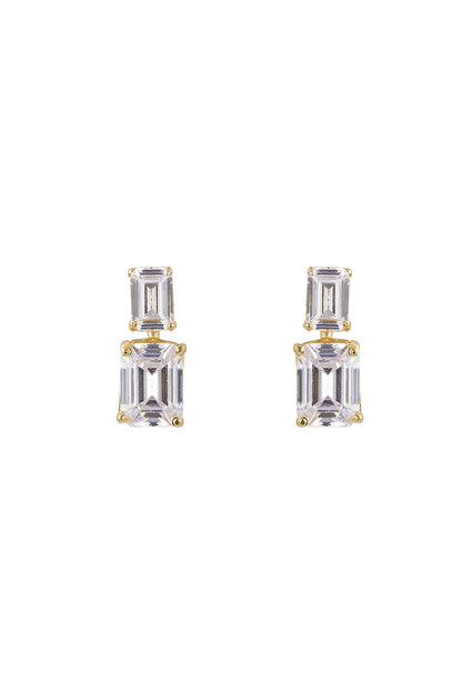 Gold Rhodium Plated Zircon Stud Earrings In Sterling Silver