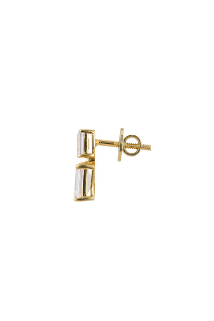 Gold Rhodium Plated Zircon Stud Earrings In Sterling Silver