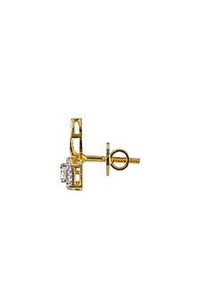 Gold Rhodium Plated Zircon Stud Earrings In Sterling Silver