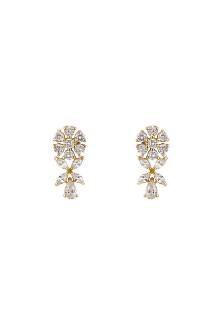 Gold Rhodium Plated Zircon Stud Earrings In Sterling Silver