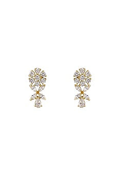 Gold Rhodium Plated Zircon Stud Earrings In Sterling Silver