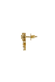 Gold Rhodium Plated Zircon Stud Earrings In Sterling Silver