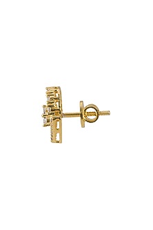 Gold Rhodium Plated Zircon Stud Earrings In Sterling Silver