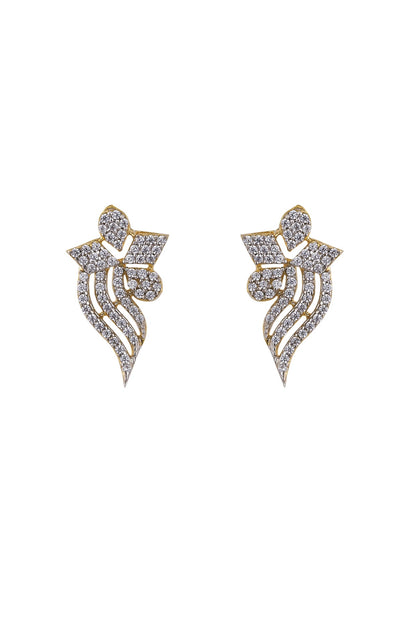 Gold Rhodium Plated Zircon Stud Earrings In Sterling Silver