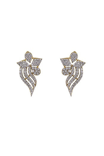 Gold Rhodium Plated Zircon Stud Earrings In Sterling Silver