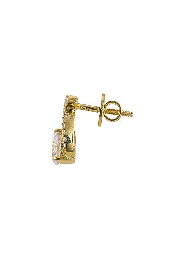 Gold Rhodium Plated Zircon Stud Earrings In Sterling Silver
