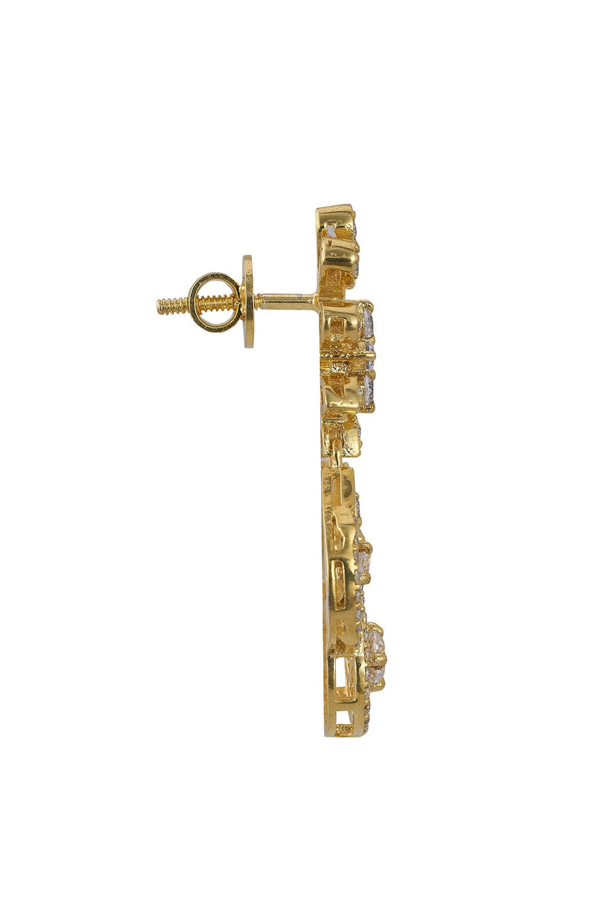 Gold Rhodium Plated Zircon Dangler Earrings In Sterling Silver