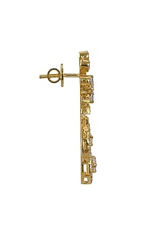 Gold Rhodium Plated Zircon Dangler Earrings In Sterling Silver