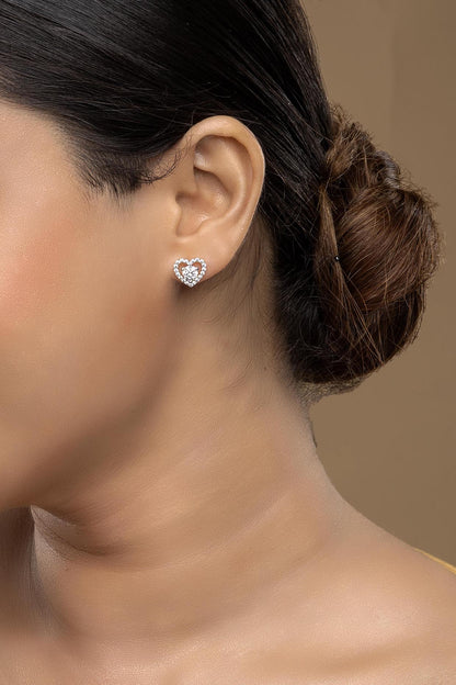 Gold Rhodium Plated Zircon Stud Earrings In Sterling Silver