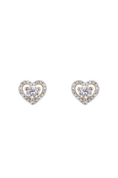 Gold Rhodium Plated Zircon Stud Earrings In Sterling Silver