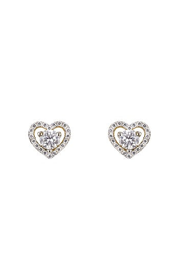 Gold Rhodium Plated Zircon Stud Earrings In Sterling Silver