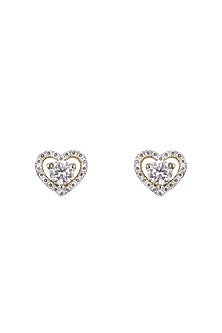 Gold Rhodium Plated Zircon Stud Earrings In Sterling Silver
