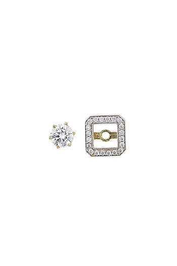 Gold Rhodium Plated Zircon Stud Earrings In Sterling Silver
