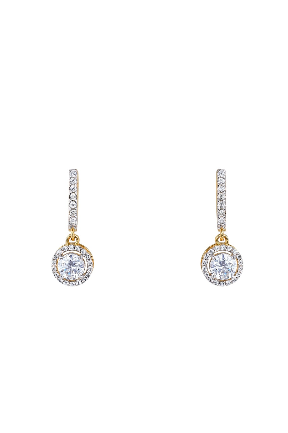 Gold Rhodium Plated Zircon Stud Earrings In Sterling Silver