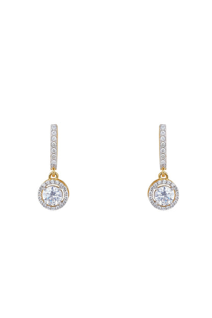 Gold Rhodium Plated Zircon Stud Earrings In Sterling Silver