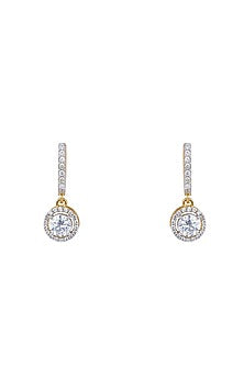 Gold Rhodium Plated Zircon Stud Earrings In Sterling Silver