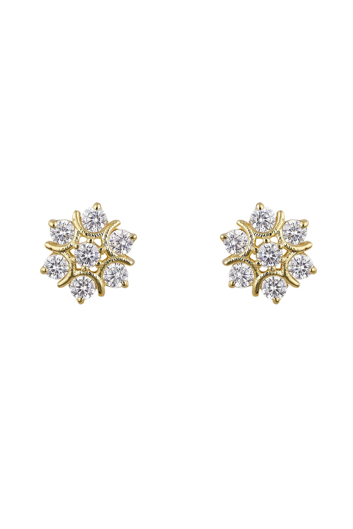 Gold Rhodium Plated Zircon Stud Earrings In Sterling Silver