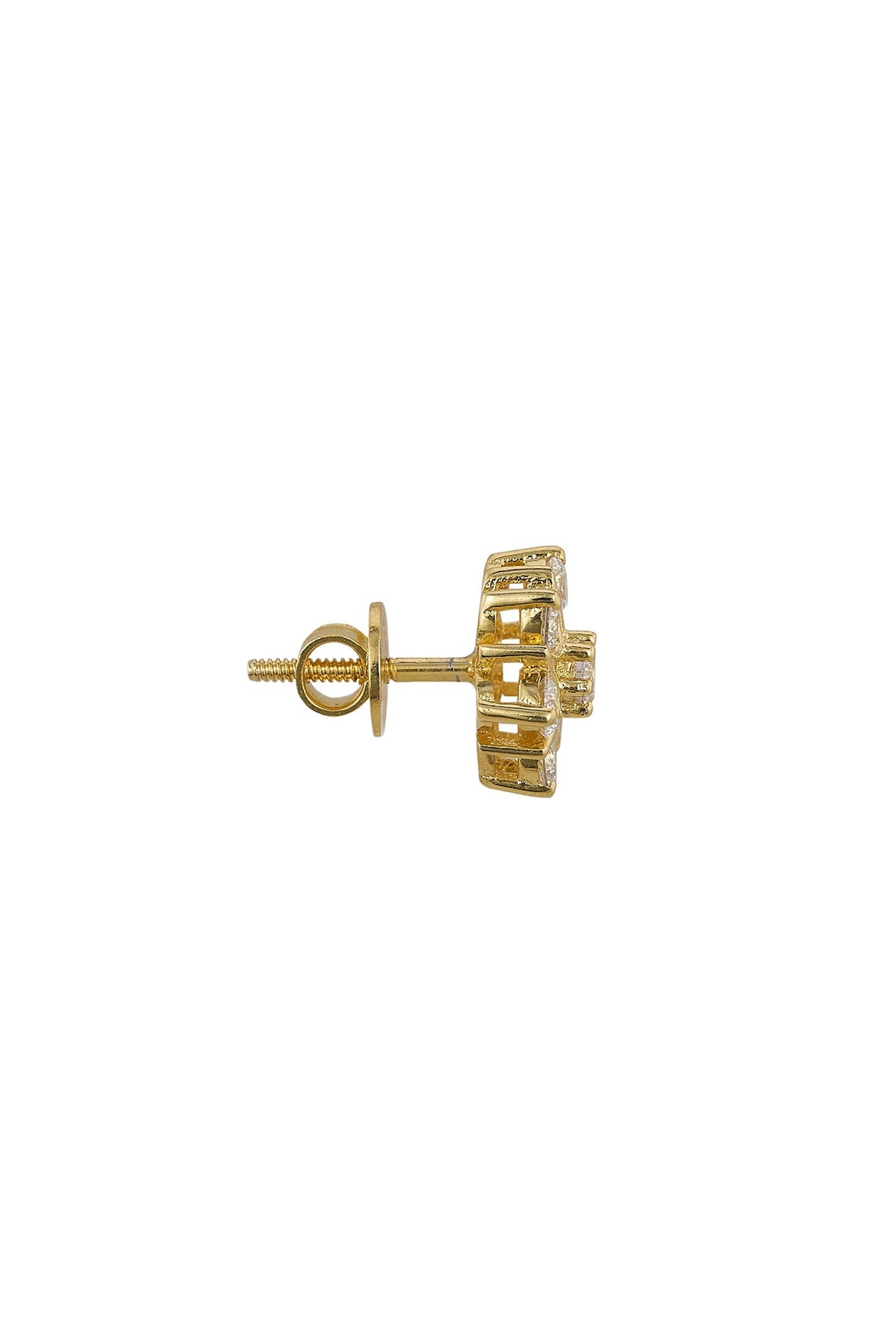 Gold Rhodium Plated Zircon Stud Earrings In Sterling Silver