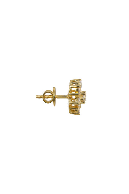 Gold Rhodium Plated Zircon Stud Earrings In Sterling Silver