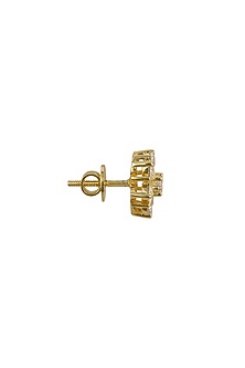 Gold Rhodium Plated Zircon Stud Earrings In Sterling Silver