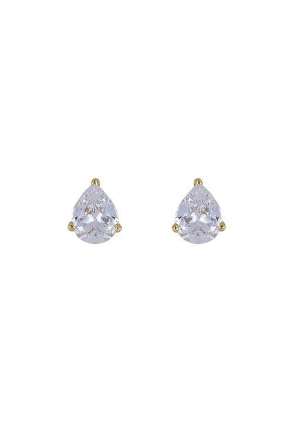 Gold Rhodium Plated Zircon Stud Earrings In Sterling Silver