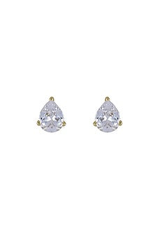 Gold Rhodium Plated Zircon Stud Earrings In Sterling Silver