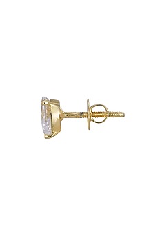 Gold Rhodium Plated Zircon Stud Earrings In Sterling Silver