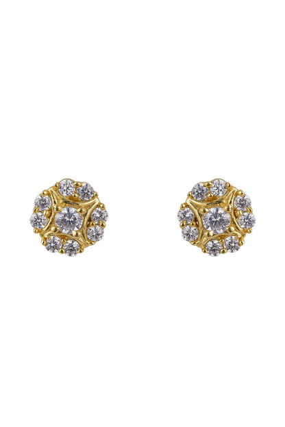 Gold Rhodium Plated Zircon Stud Earrings In Sterling Silver