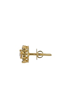 Gold Rhodium Plated Zircon Stud Earrings In Sterling Silver