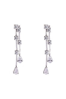 White Finish Zirconia Earrings In Sterling Silver