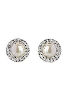 Gold Finish Freshwater Pearl Earrings In Sterling Silver