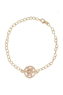 Gold Finish Moissanite Polki Bracelet In Sterling Silver