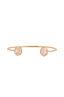 Gold Finish Moissanite Polki Bracelet In Sterling Silver