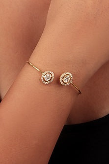 Gold Finish Moissanite Polki Bracelet In Sterling Silver