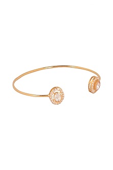 Gold Finish Moissanite Polki Bracelet In Sterling Silver