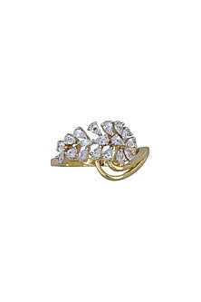 Gold Rhodium Plated Zircon Ring In Sterling Silver