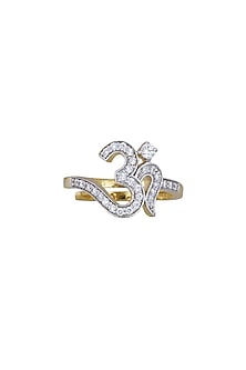 Gold Rhodium Plated Zircon Ring In Sterling Silver