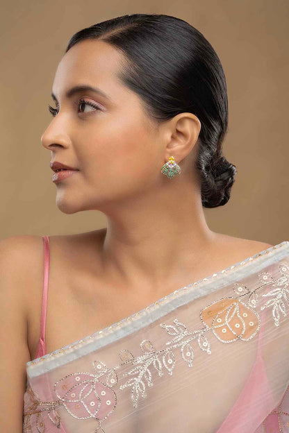 Rose Gold Plated Zircon Stud Earrings In Sterling Silver