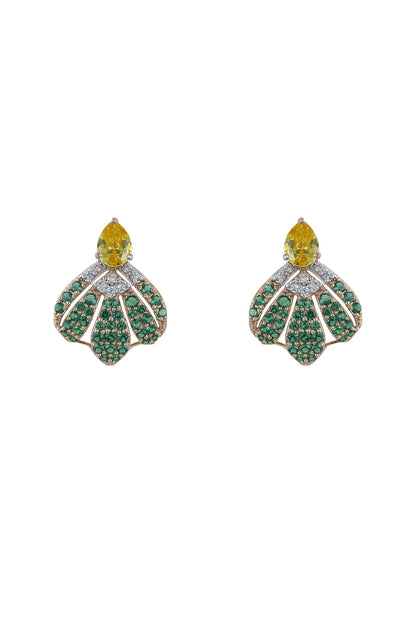 Rose Gold Plated Zircon Stud Earrings In Sterling Silver
