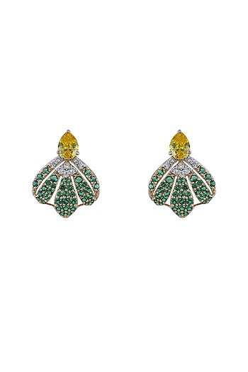 Rose Gold Plated Zircon Stud Earrings In Sterling Silver