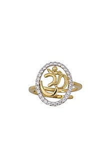 Gold Rhodium Plated Zircon Ring In Sterling Silver