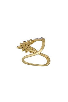 Gold Rhodium Plated Zircon Ring In Sterling Silver