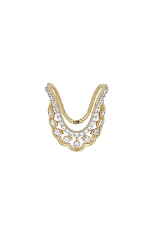 Gold Rhodium Plated Zircon Ring In Sterling Silver