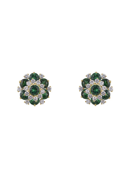 Gold Rhodium Plated Zircon Stud Earrings In Sterling Silver
