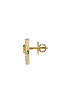 Gold Rhodium Plated Blue Zircon Stud Earrings In Sterling Silver