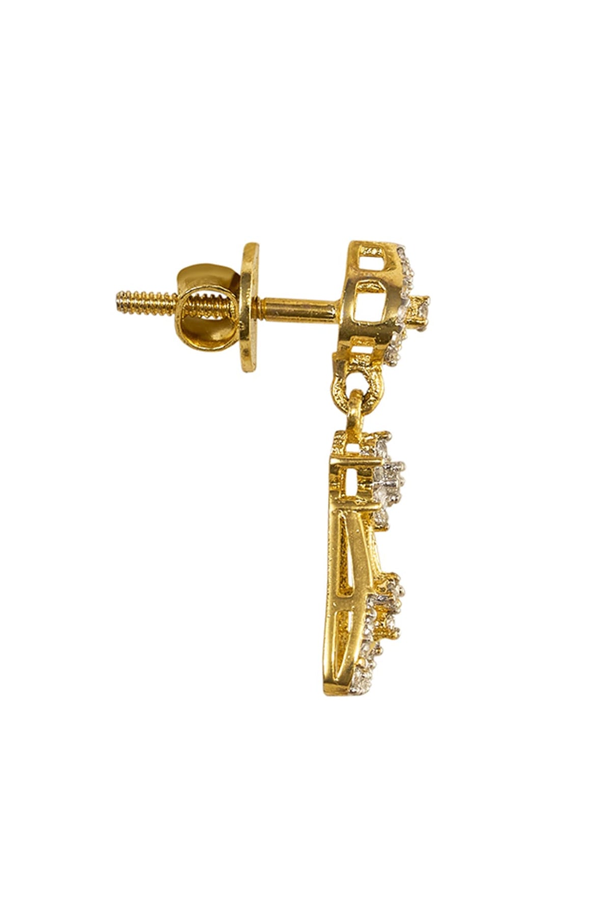Gold Rhodium Plated Zircon Dangler Earrings In Sterling Silver