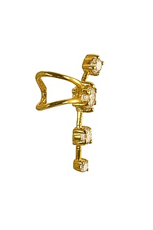 Gold Rhodium Plated Zircon Stud Earrings In Sterling Silver