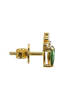 Gold Rhodium Plated Green Zircon Stud Earrings In Sterling Silver