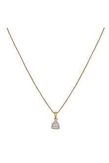 Gold Rhodium Plated Zircon Pendant Chain Necklace Set In Sterling Silver