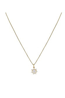 Gold Rhodium Plated Zircon Pendant Chain Necklace Set In Sterling Silver
